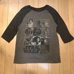Philcos Star Wars Raglan 3/4 Long Sleeve T Shirt in Black & Gray Size L